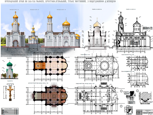 Храм по ул.Пашутинской в Кировограде, фрагмент дипломного проекта
